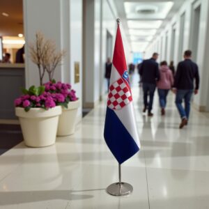 pied socle drapeau Croatie sur Croatie sur socle en acier institutionnel