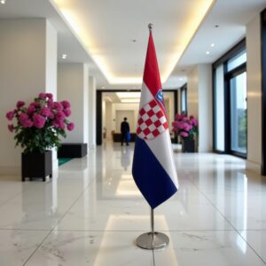 pied socle drapeau Croatie sur Croatie sur socle en acier de prestige