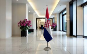 pied socle drapeau Croatie sur Croatie sur socle en acier professionnel