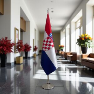 Drapeau Croatie sur socle en marbre de protocole