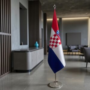 Drapeau Croatie sur socle en marbre professionnel