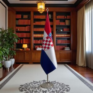 Drapeau Croatie sur socle en marbre élégant
