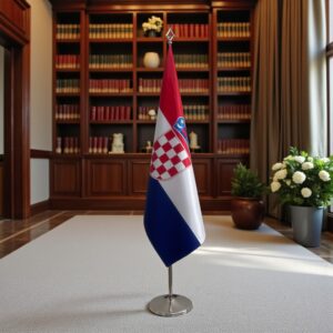Bannière Croatie sur socle en marbre antidérapant