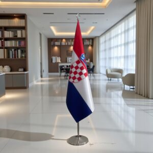 Bannière Croatie sur socle en marbre institutionnel