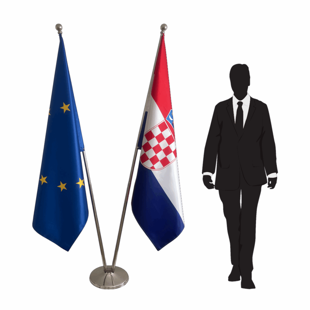 Bannière croatie sur socle en marbre de cérémonie