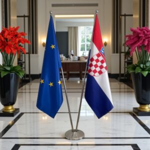 Drapeau Croatie et socle en marbre de protocole