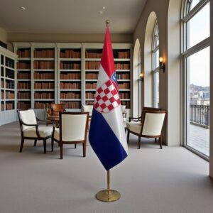 pied socle drapeau Croatie avec Croatie avec socle en granit officiel