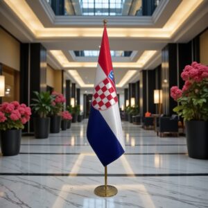 pied socle drapeau Croatie avec Croatie avec socle en granit de protocole