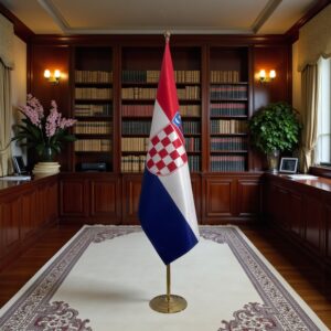 pied socle drapeau Croatie avec Croatie avec socle en granit classique