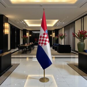 pied socle drapeau Croatie avec Croatie avec socle en granit de qualité