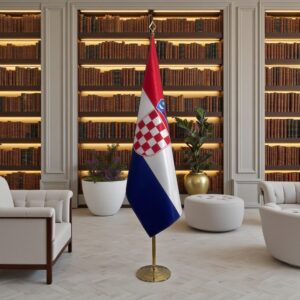 pied socle drapeau Croatie avec Croatie avec socle en granit élégant