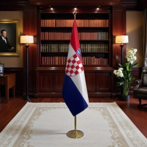 Drapeau Croatie avec socle en marbre robuste
