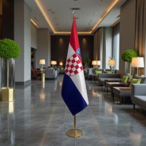 pied socle drapeau Croatie avec Croatie avec socle en granit stable