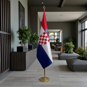 pied socle drapeau Croatie avec Croatie avec socle en granit institutionnel