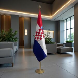 pied socle drapeau Croatie avec Croatie avec socle en granit de prestige