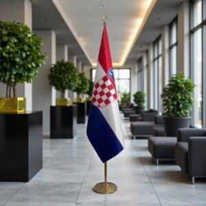 pied socle drapeau Croatie avec Croatie avec socle en granit professionnel
