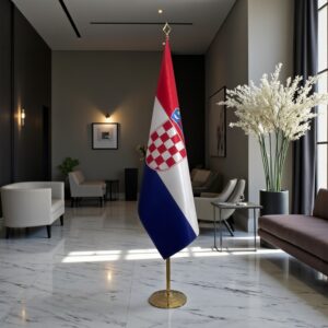 Pavillon Croatie avec socle en marbre représentatif