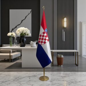 Drapeau Croatie avec socle en marbre officiel