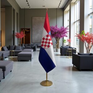 Bannière Croatie avec socle en marbre institutionnel