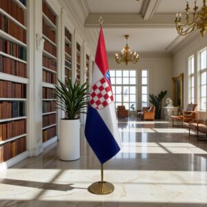 Drapeau Croatie avec socle en marbre professionnel