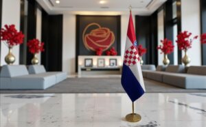 Drapeau Croatie pour socle en bois raffiné