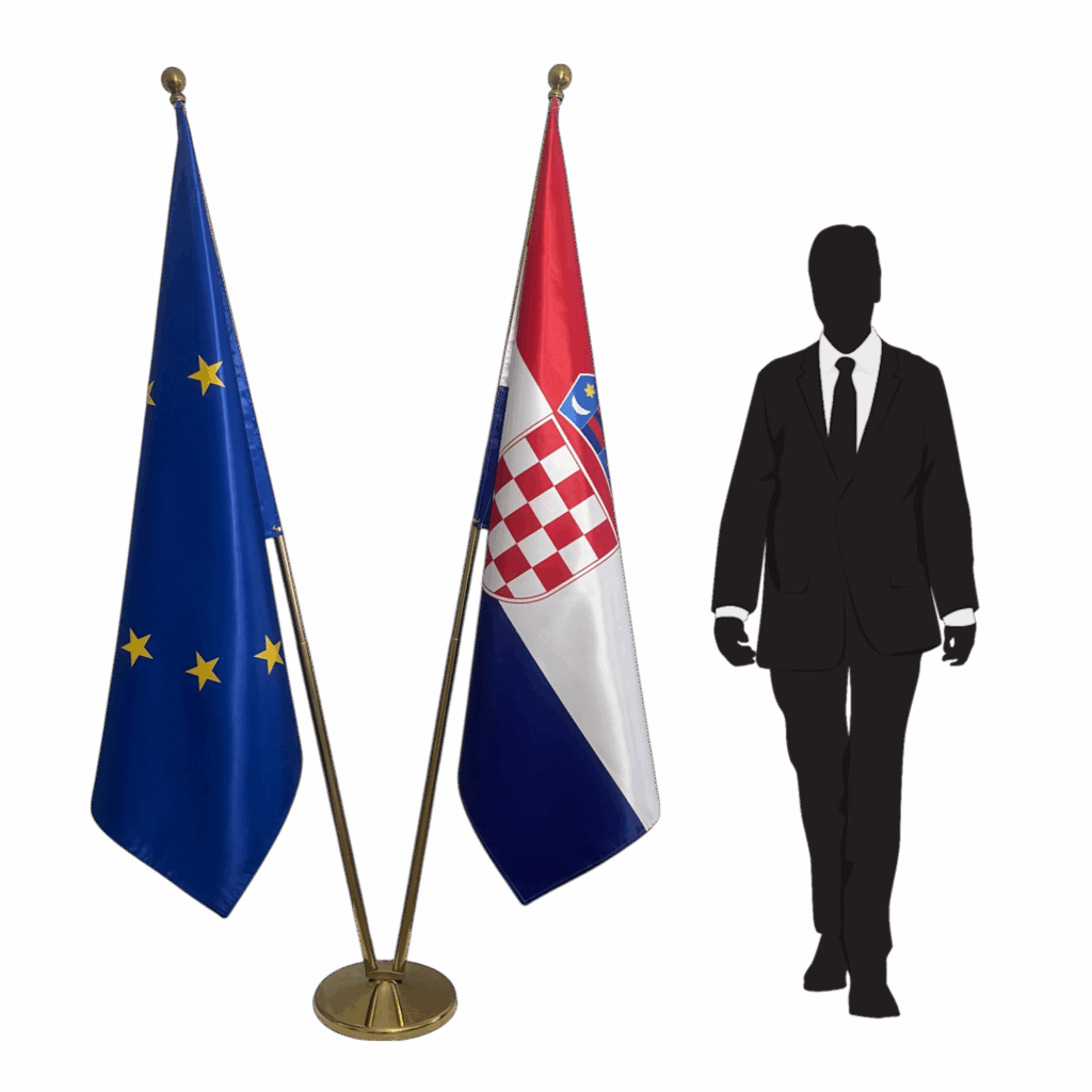 Bannière croatie sur socle en marbre institutionnel