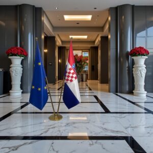 Drapeau Croatie pour socle en bois de bureau