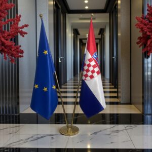 Bannière Croatie pour socle en bois élégant