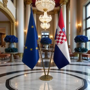 Drapeau Croatie pour socle en marbre élégant