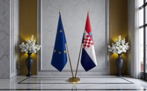 Drapeau Croatie pour socle en marbre stable