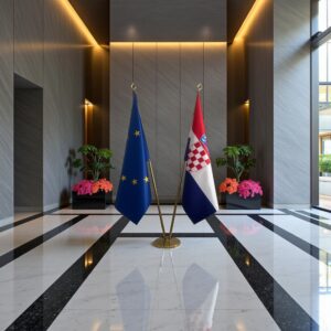 Bannière Croatie pour socle en marbre classique