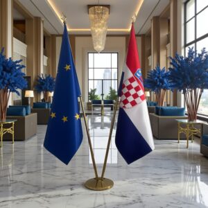 Bannière Croatie pour socle en marbre de qualité