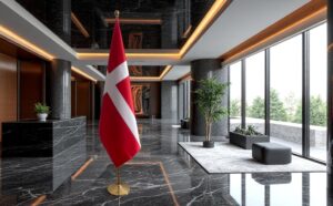 Pavillon Danemark avec socle en marbre raffiné