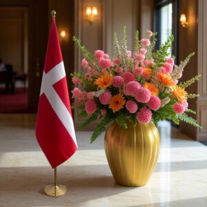 Drapeau Danemark avec socle en bois lourd