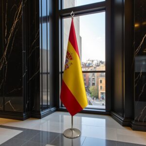 Drapeau espagne sur socle en marbre stable