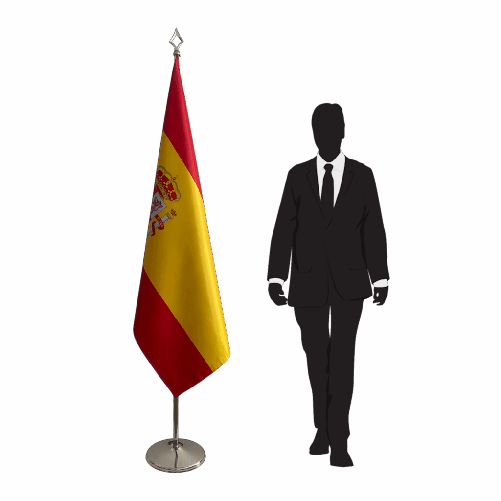 Drapeau espagne sur socle en bois représentatif