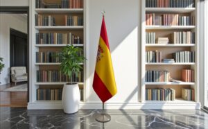 Drapeau espagne sur socle en marbre de protocole