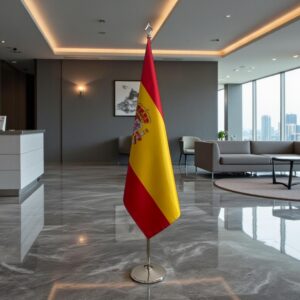 Pavillon espagne sur socle en marbre de bureau