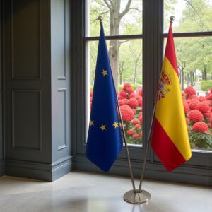 Drapeau espagne et socle en marbre officiel