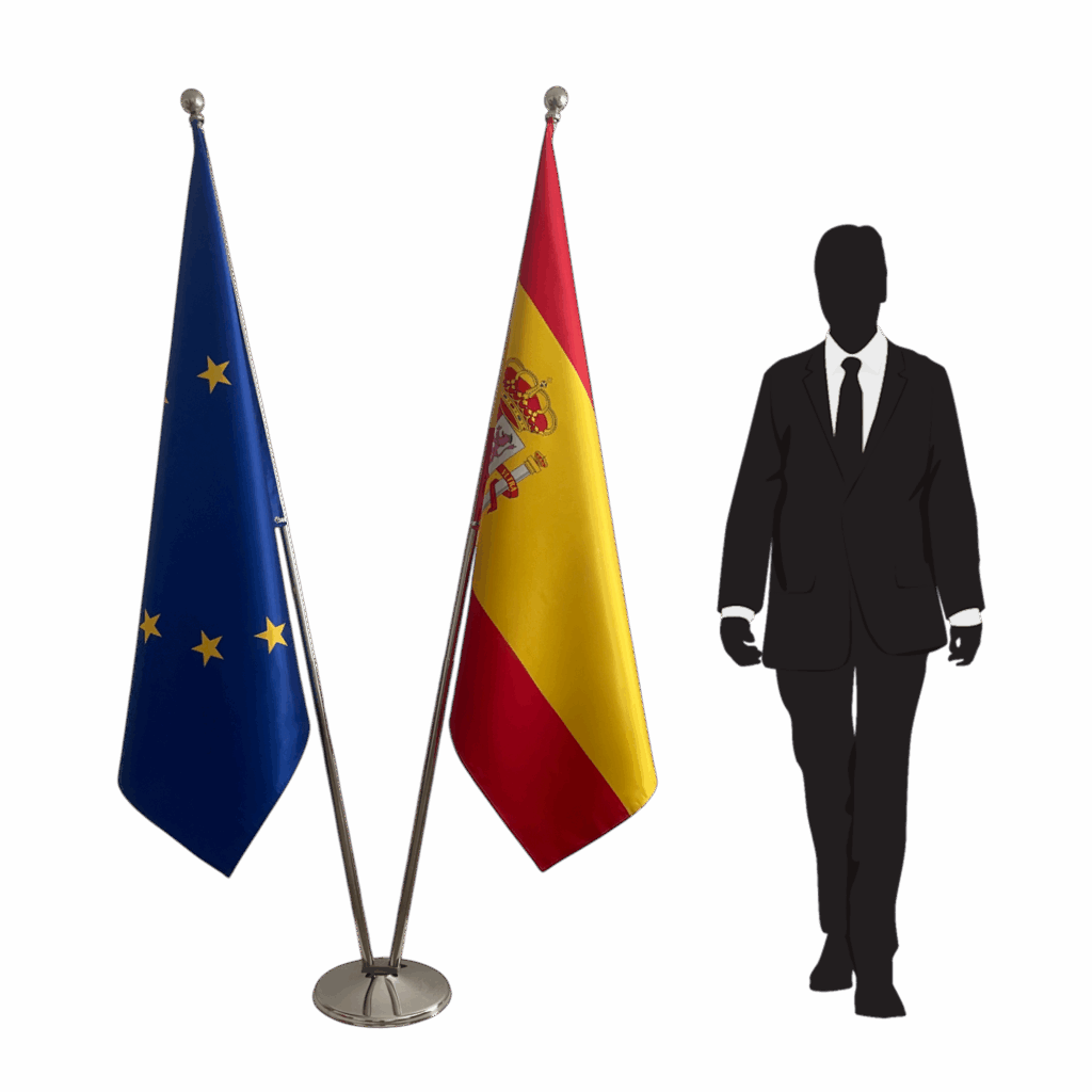Bannière espagne sur socle en bois officiel