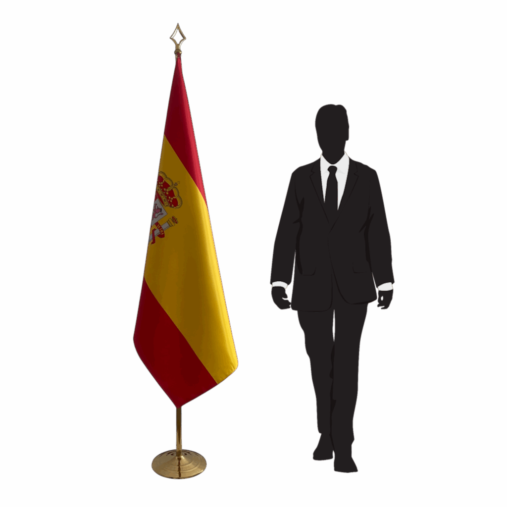 Bannière espagne sur socle en bois moderne