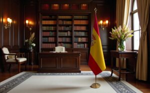 Bannière espagne pour socle en marbre institutionnel