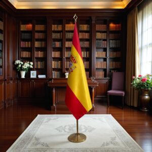 Drapeau espagne avec socle en inox institutionnel