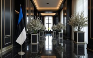 Pavillon estonie sur socle en inox officiel