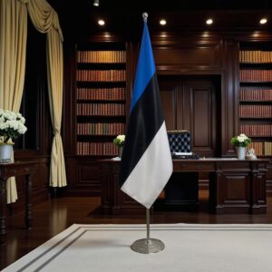 Pavillon estonie sur socle en inox moderne