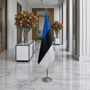 Pavillon estonie avec socle en inox élégant