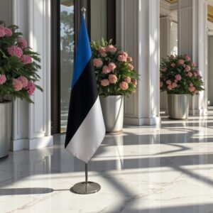 Pavillon estonie avec socle en bois antidérapant