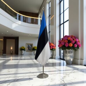 pied socle drapeau estonie sur estonie sur argenté raffiné