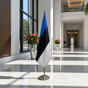 pied socle drapeau estonie sur estonie sur argenté moderne