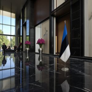 Drapeau estonie avec socle en marbre officiel
